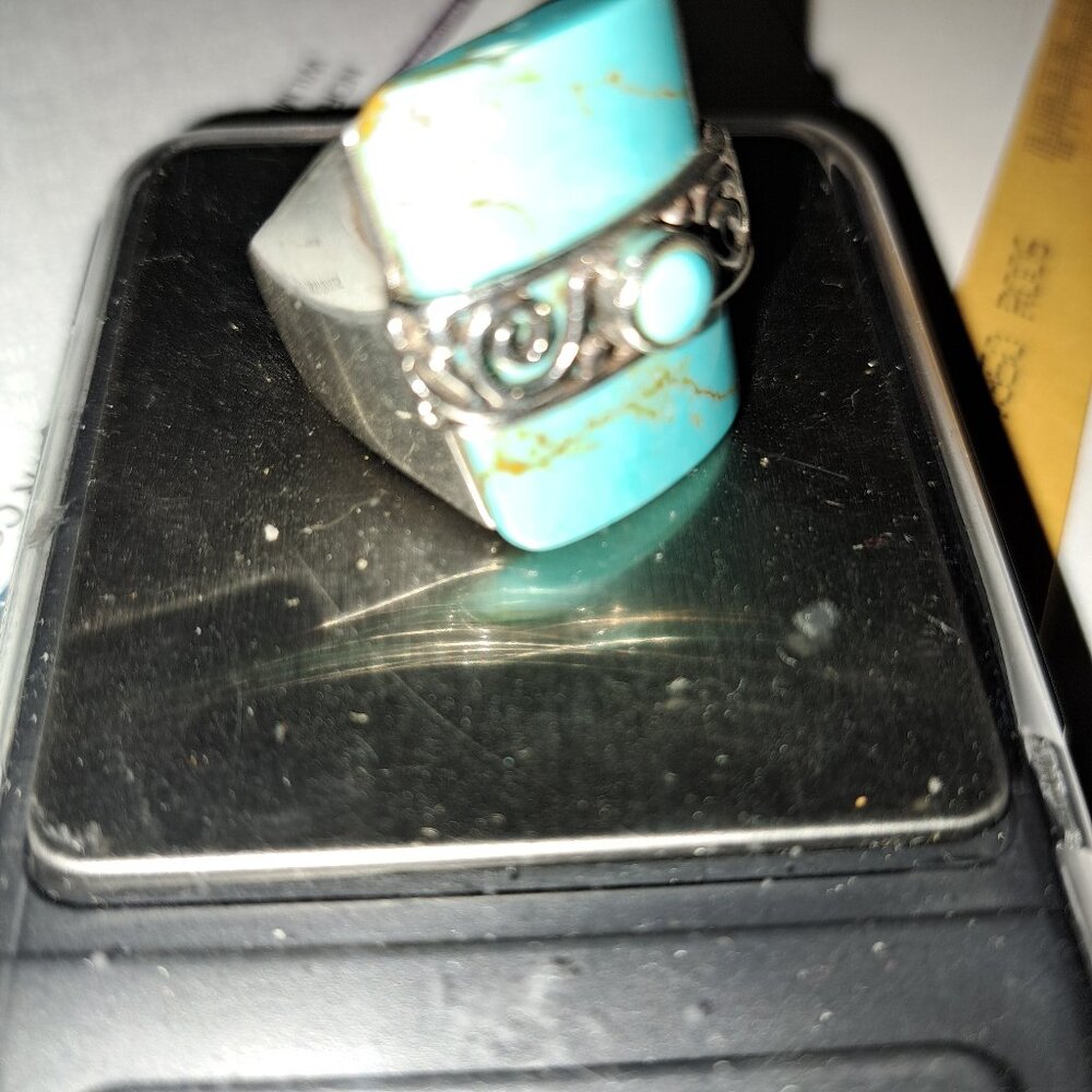 Turquoise Sterling Silver unique ring Size 9